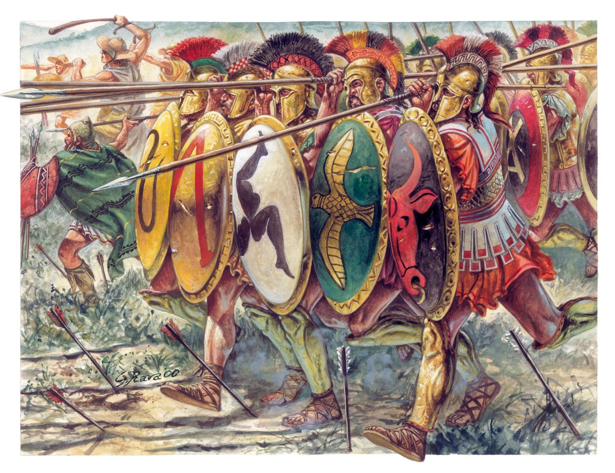 Antica Grecia: opliti, fanteria pesantemente armata - Antica Grecia: opliti - Illustrazione di Giuseppe Rava da Giuseppe Rava