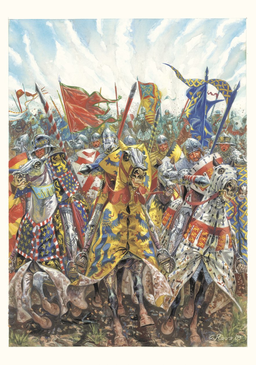 Carica dei cavalieri francesi alla Battaglia di Azincourt (25 ottobre 1415) da Giuseppe Rava