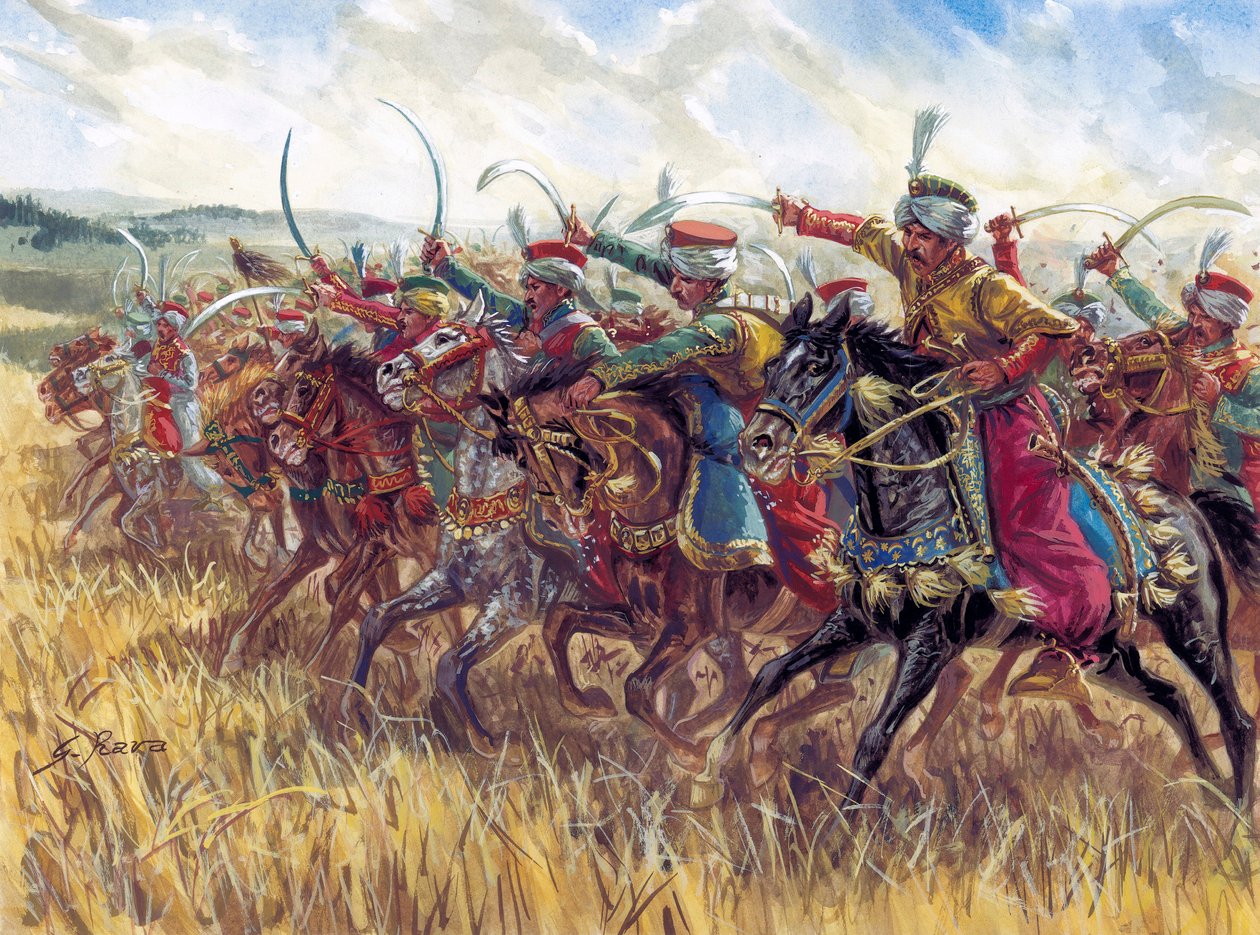 Primo Impero: la carica della cavalleria dei Mamelucchi di Napoleone I - Illustrazione di Giuseppe Rava da Giuseppe Rava