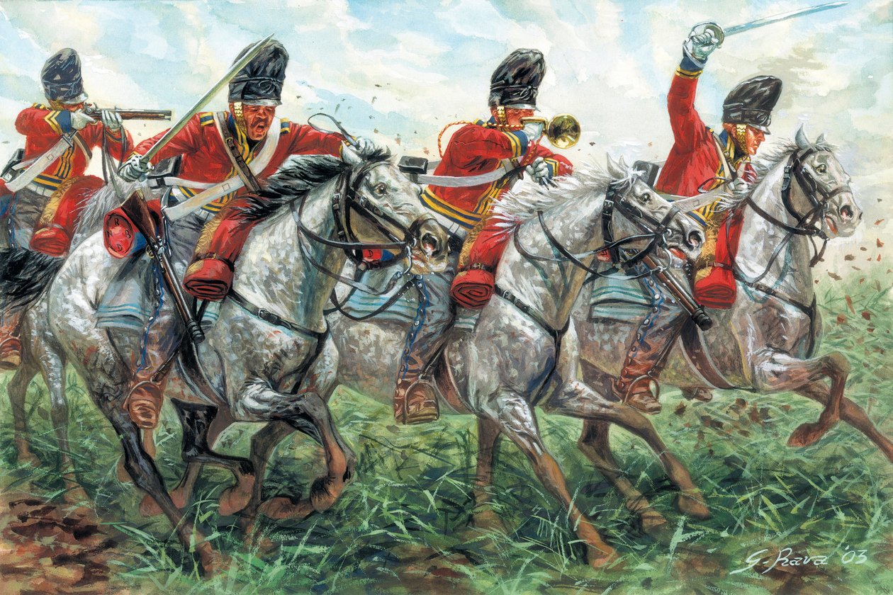 Primo Impero: la carica dei Royal Scots Greys, reggimento di dragoni scozzesi, a Waterloo da Giuseppe Rava