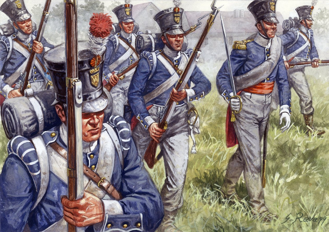 Primo impero: fanteria belga o olandese intorno al 1815 - Primo impero: fanteria belga o olandese - Illustrazione di Giuseppe Rava da Giuseppe Rava