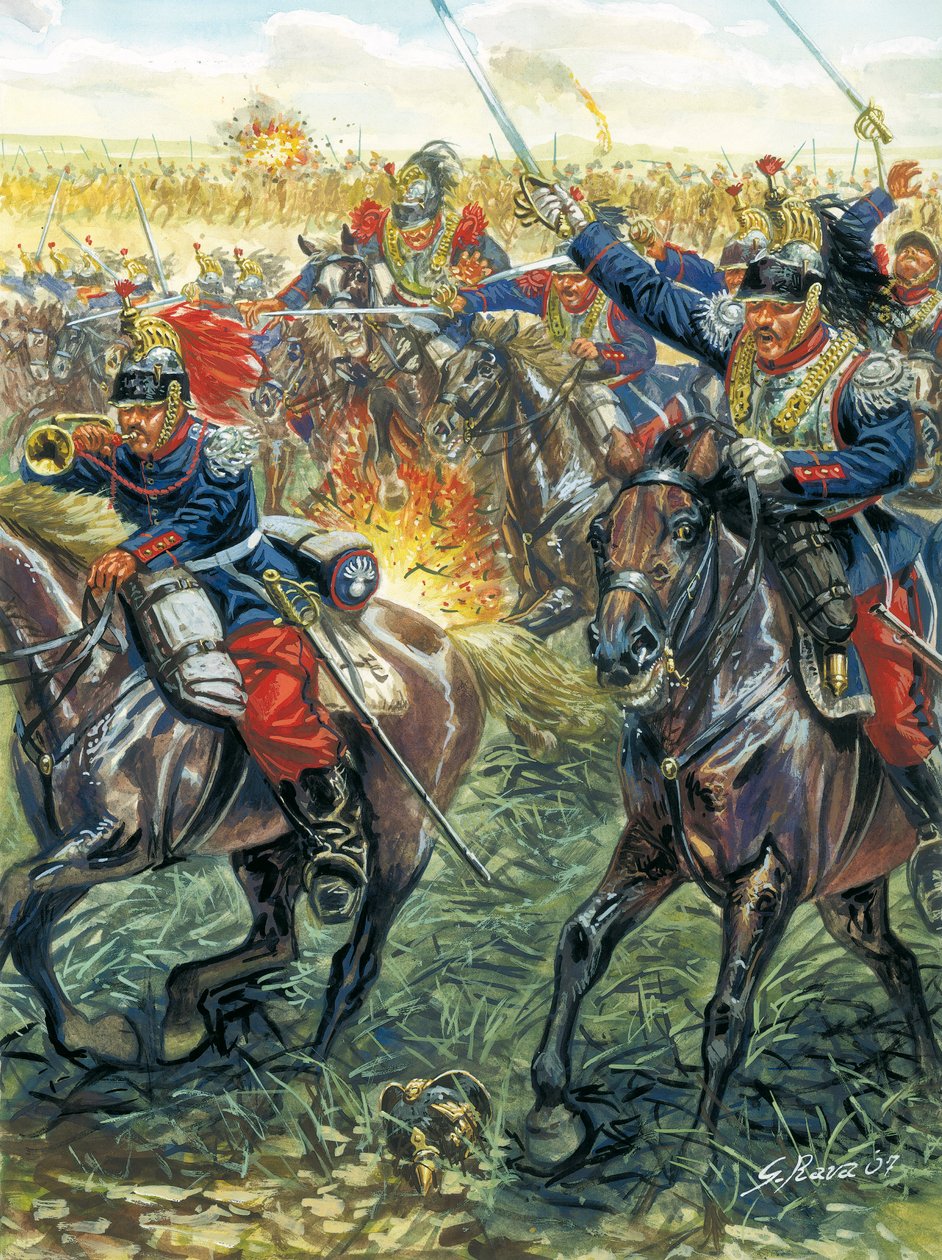Guerra franco-prussiana del 1870: la carica delle corazzate francesi nella battaglia di Froeschwiller Woerth il 6 agosto 1870 da Giuseppe Rava