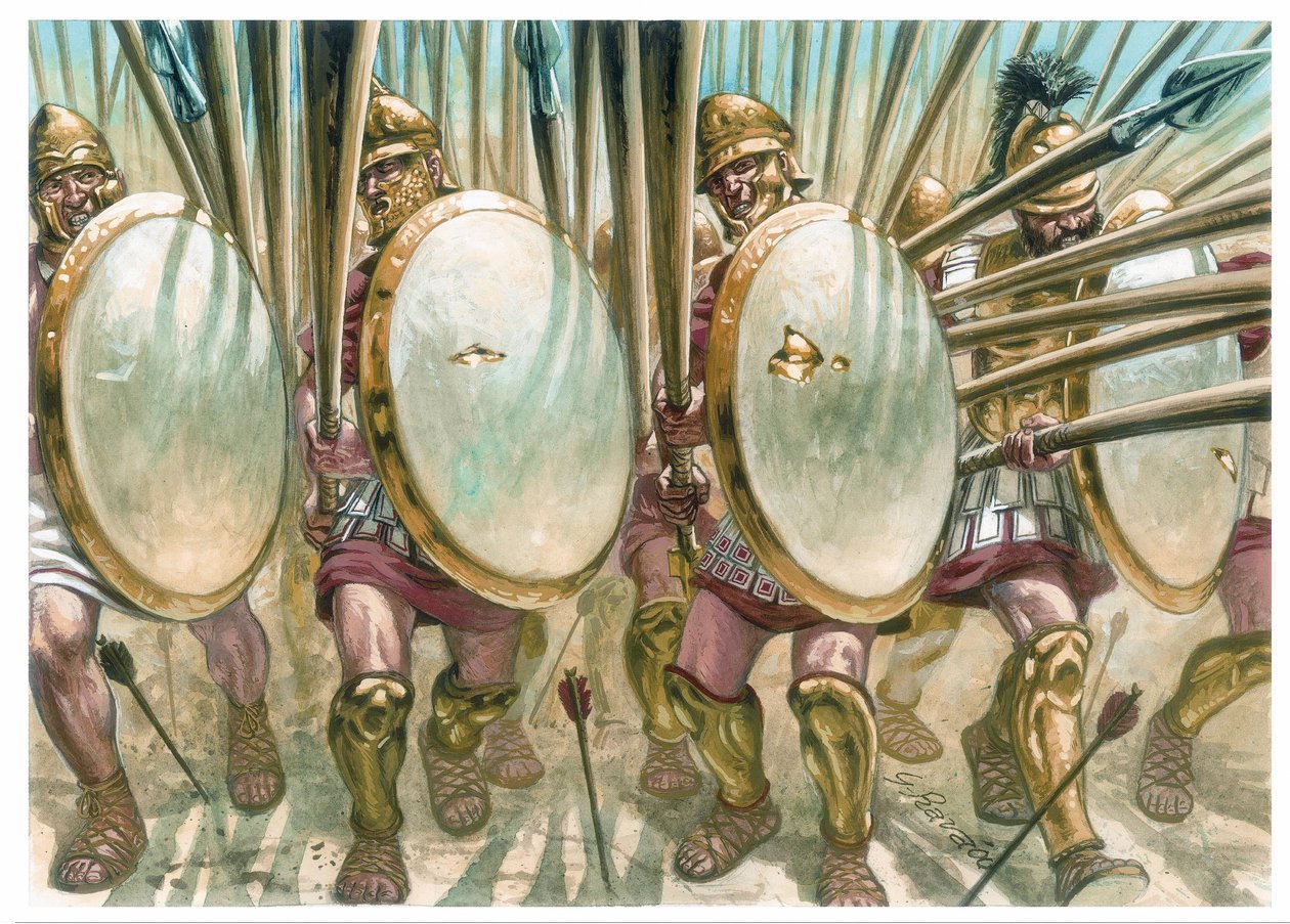 Regno di Macedonia: la carica dei falangiti macedoni - Illustrazione di Giuseppe Rava da Giuseppe Rava