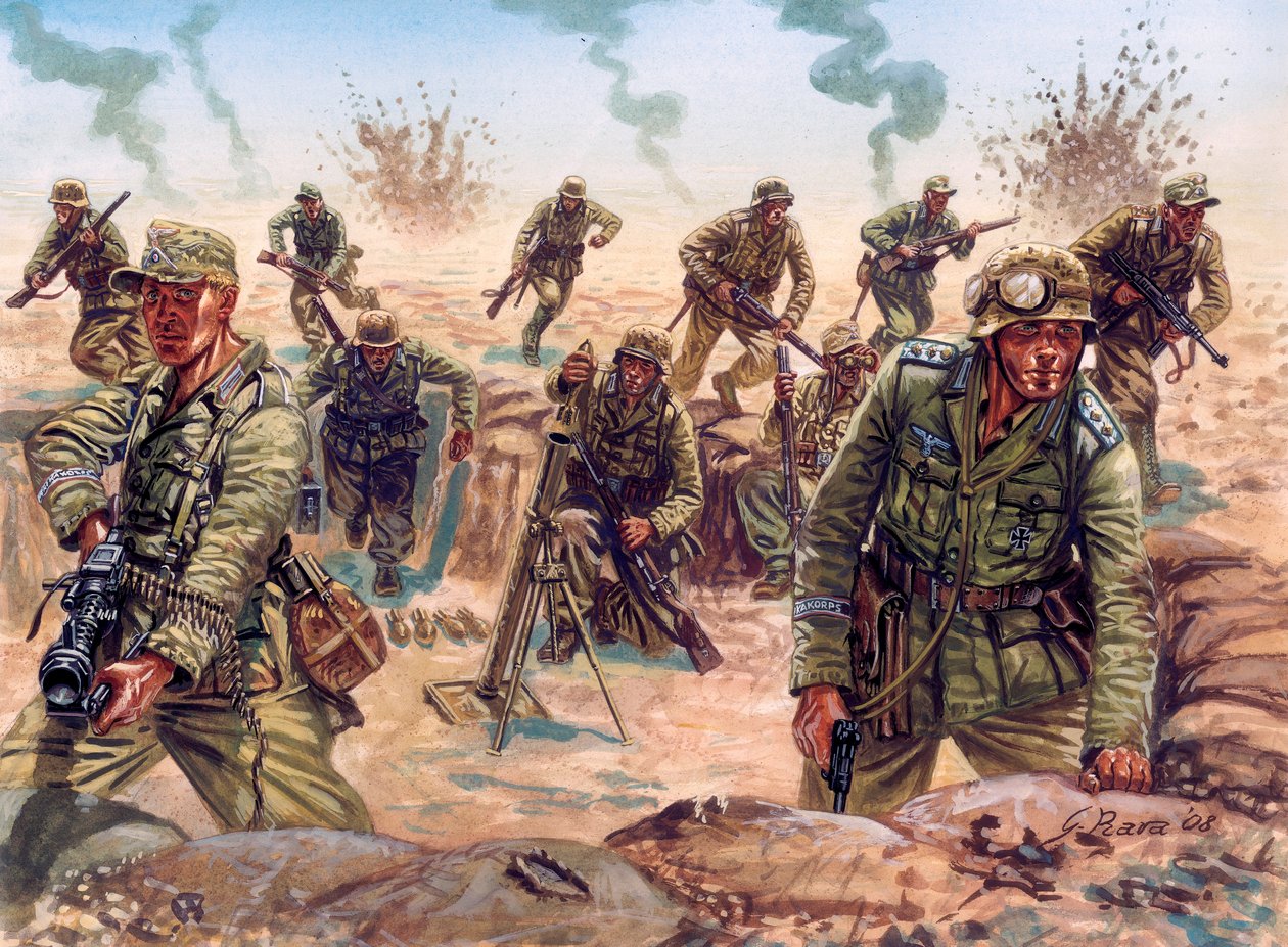 Seconda Guerra Mondiale, Campagna del Nord Africa: soldato del Deutsches Afrikakorps nel deserto libico da Giuseppe Rava