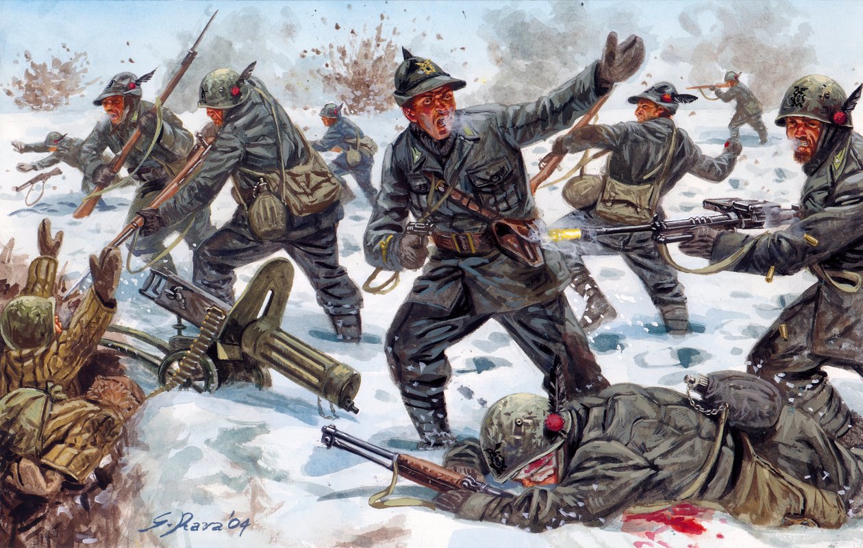 Seconda Guerra Mondiale, Fronte Russo: cacciatori alpini italiani in Russia nel gennaio 1943 da Giuseppe Rava