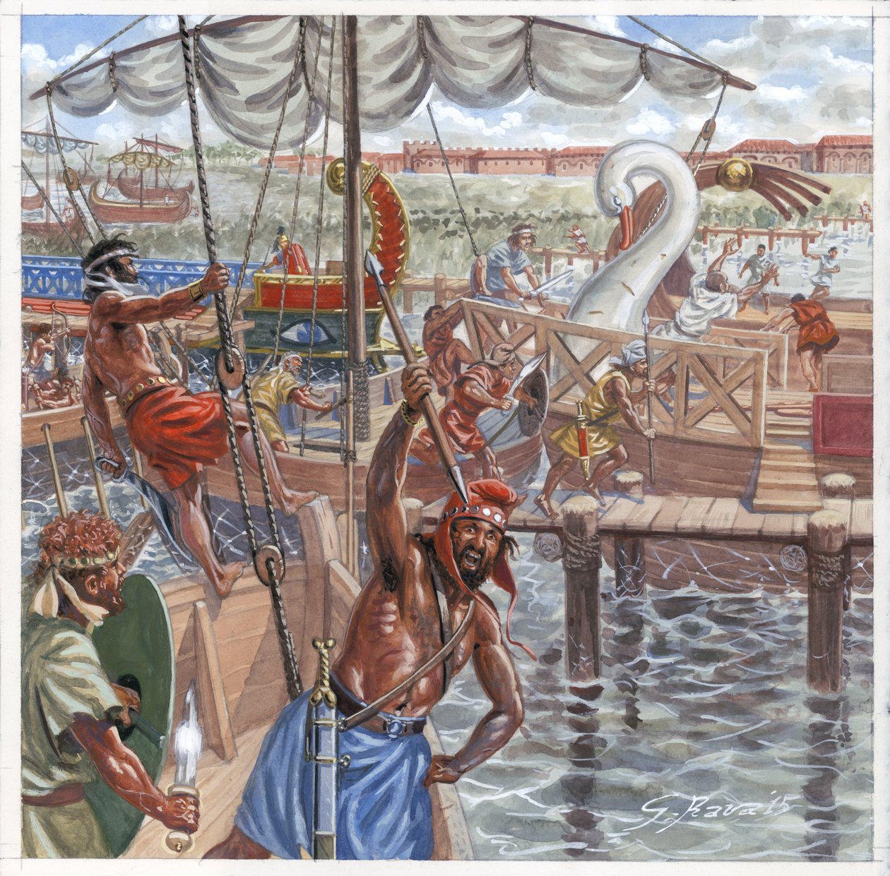 Il saccheggio di Ostia da parte dei pirati cilici da Giuseppe Rava