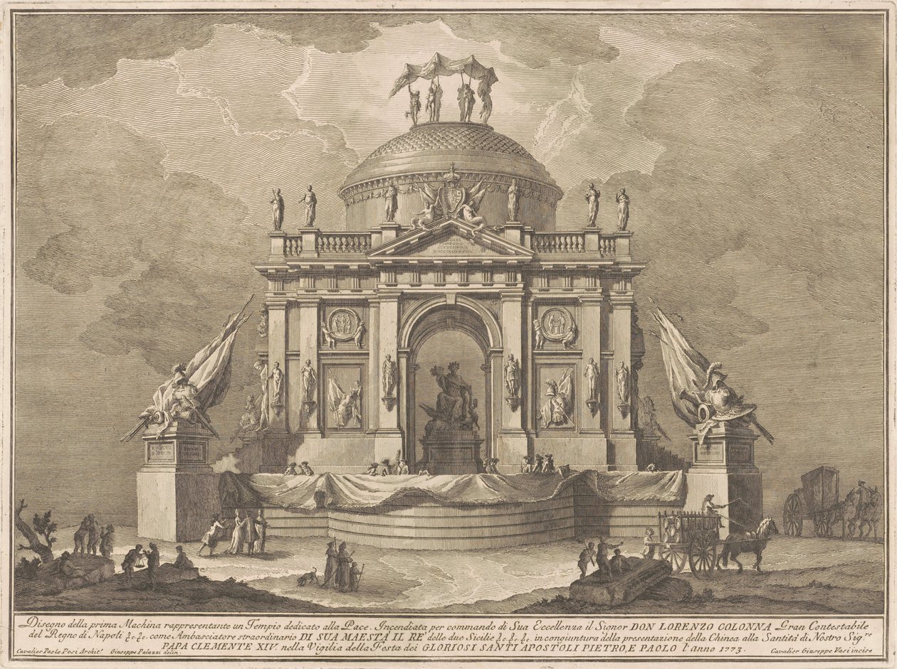 La Prima Macchina per la Chinea del 1773: Il Tempio della Pace, 1773 da Giuseppe Vasi