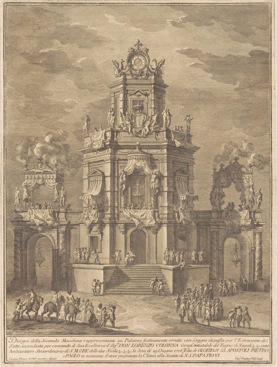 La Seconda Macchina per la Chinea del 1776: Un palazzo con una loggia per l