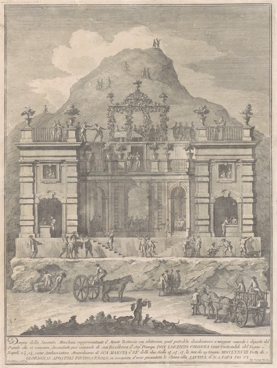 La Seconda Macchina per la Chinea del 1778: Una dimora vicino a Monte Testaccio da Giuseppe Vasi, after Giuseppe Palazzi
