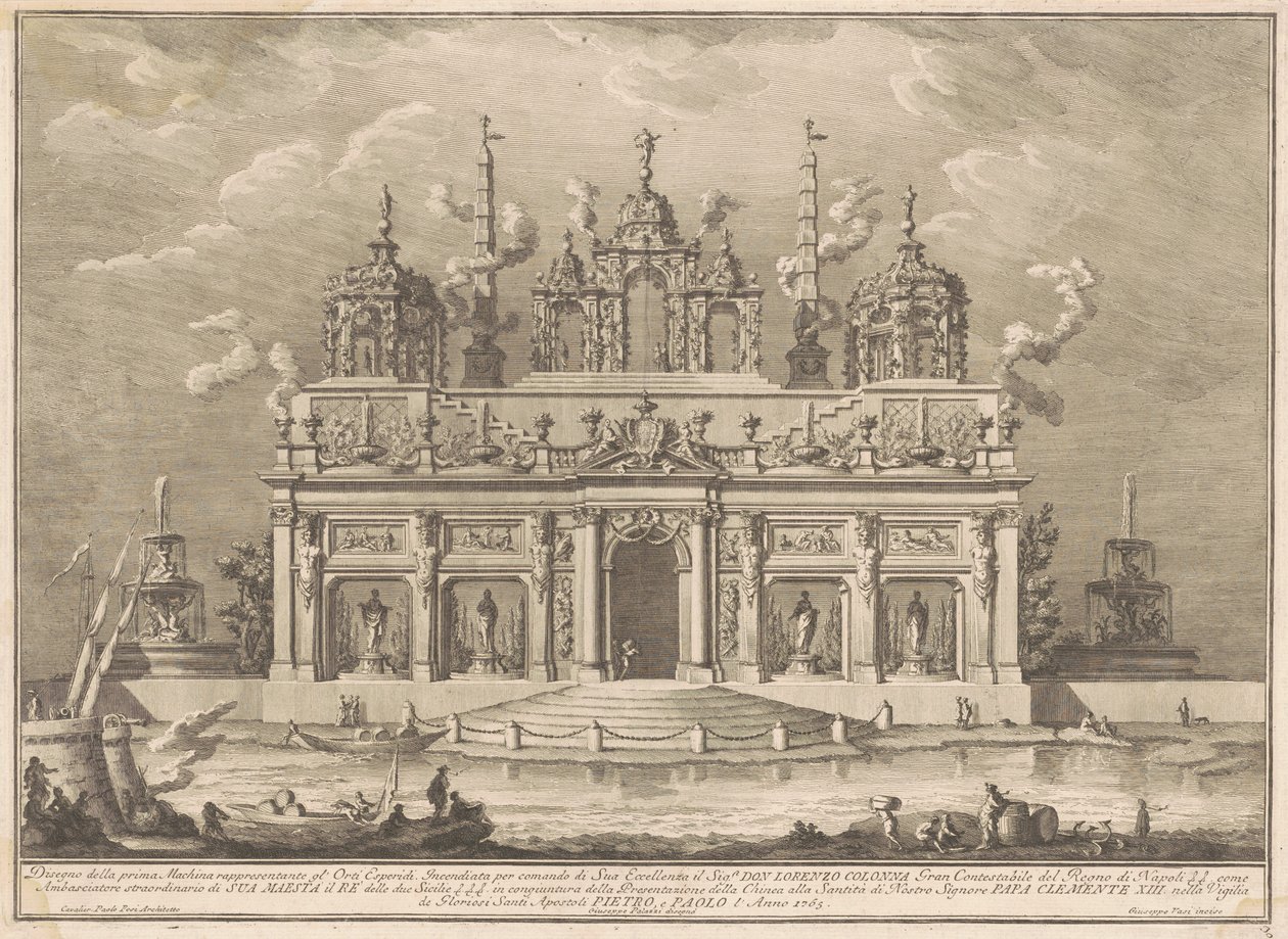 La Prima Macchina per la Chinea del 1765: Il Giardino delle Esperidi da Giuseppe Vasi, after Giuseppe Palazzi, after Paolo Posi