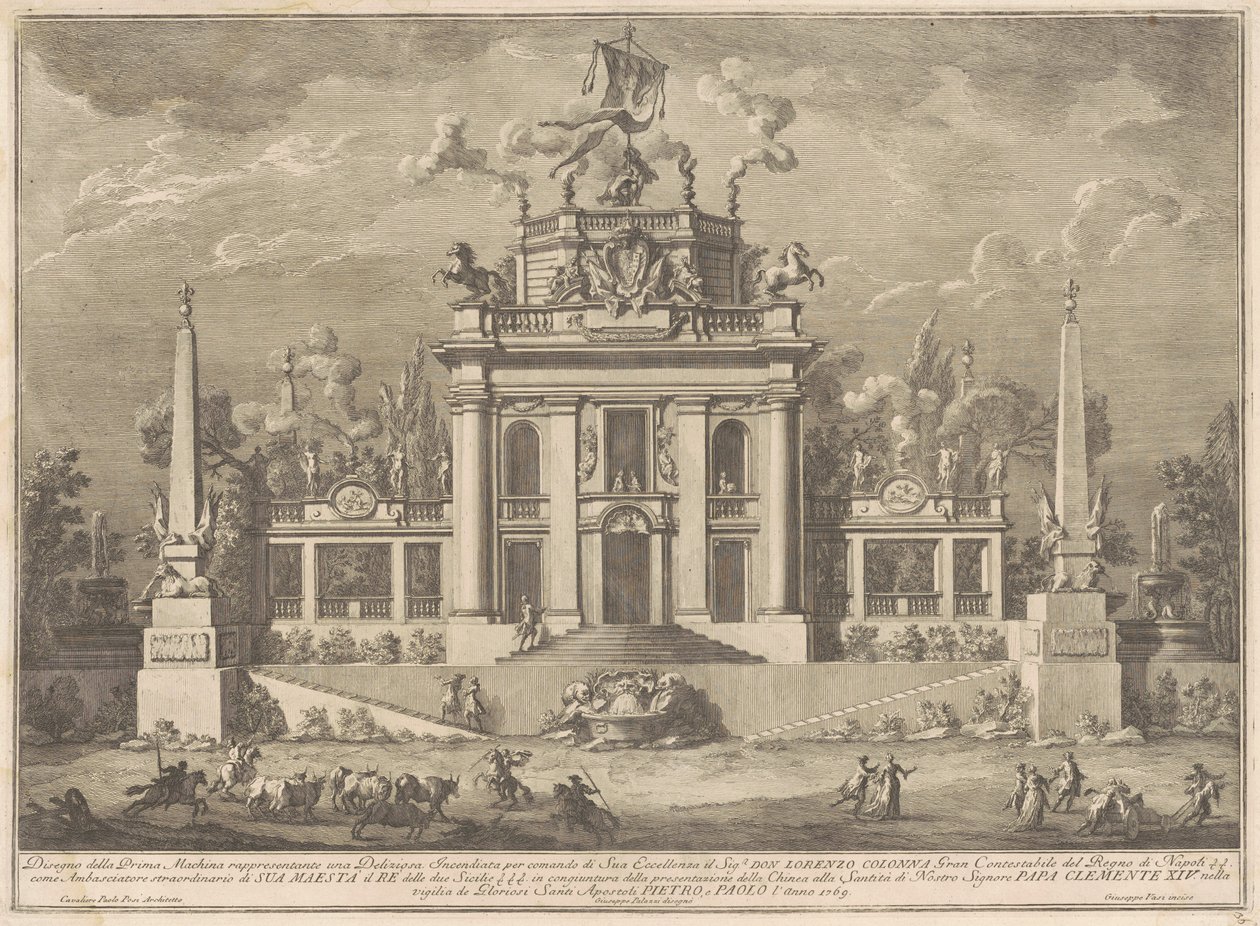 La Prima Macchina per la Chinea del 1769: Una "Deliziosa" da Giuseppe Vasi, after Giuseppe Palazzi, after Paolo Posi