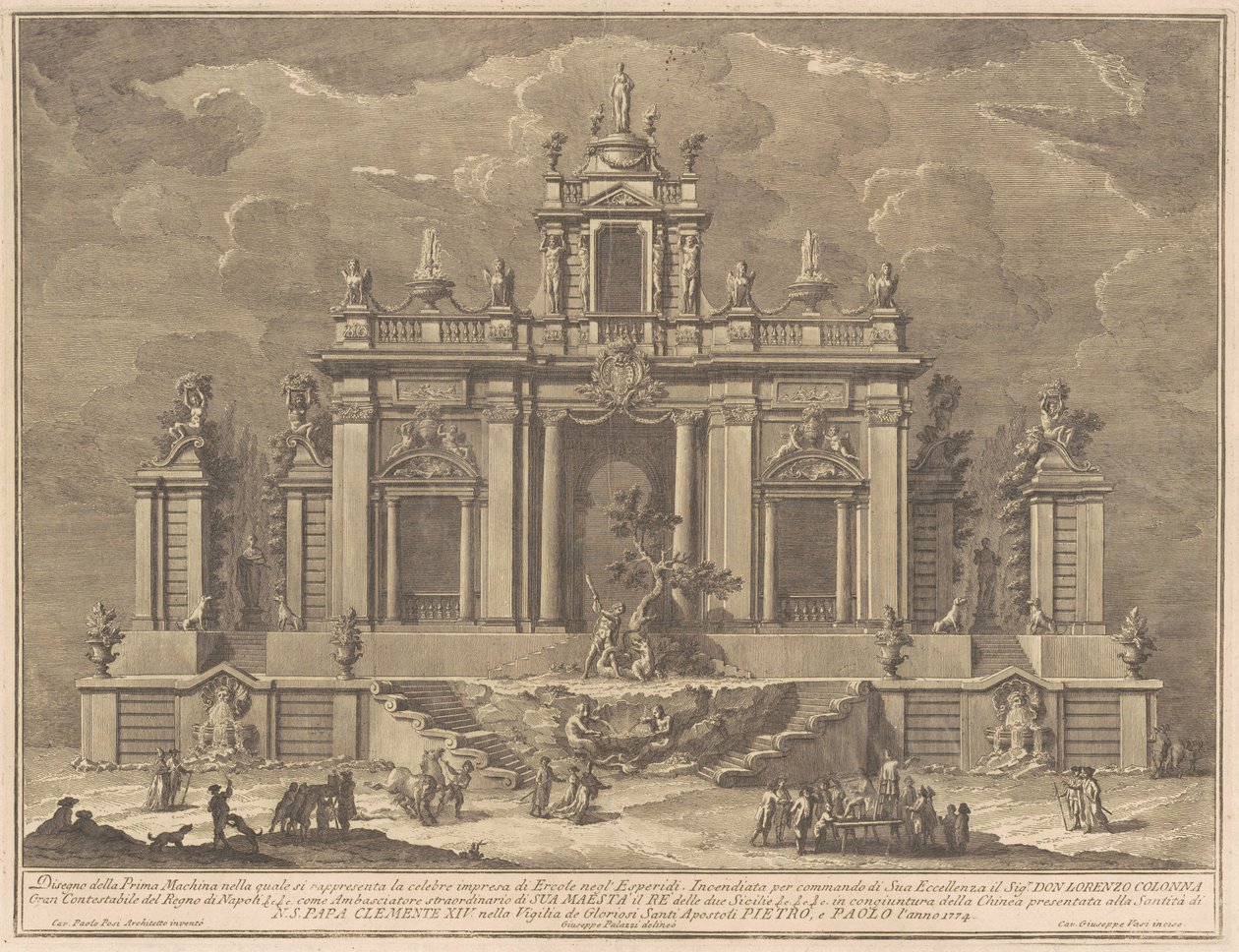 La Prima Macchina per la Chinea del 1774: Ercole e il Drago nel Giardino delle Esperidi da Giuseppe Vasi, after Giuseppe Palazzi, after Paolo Posi