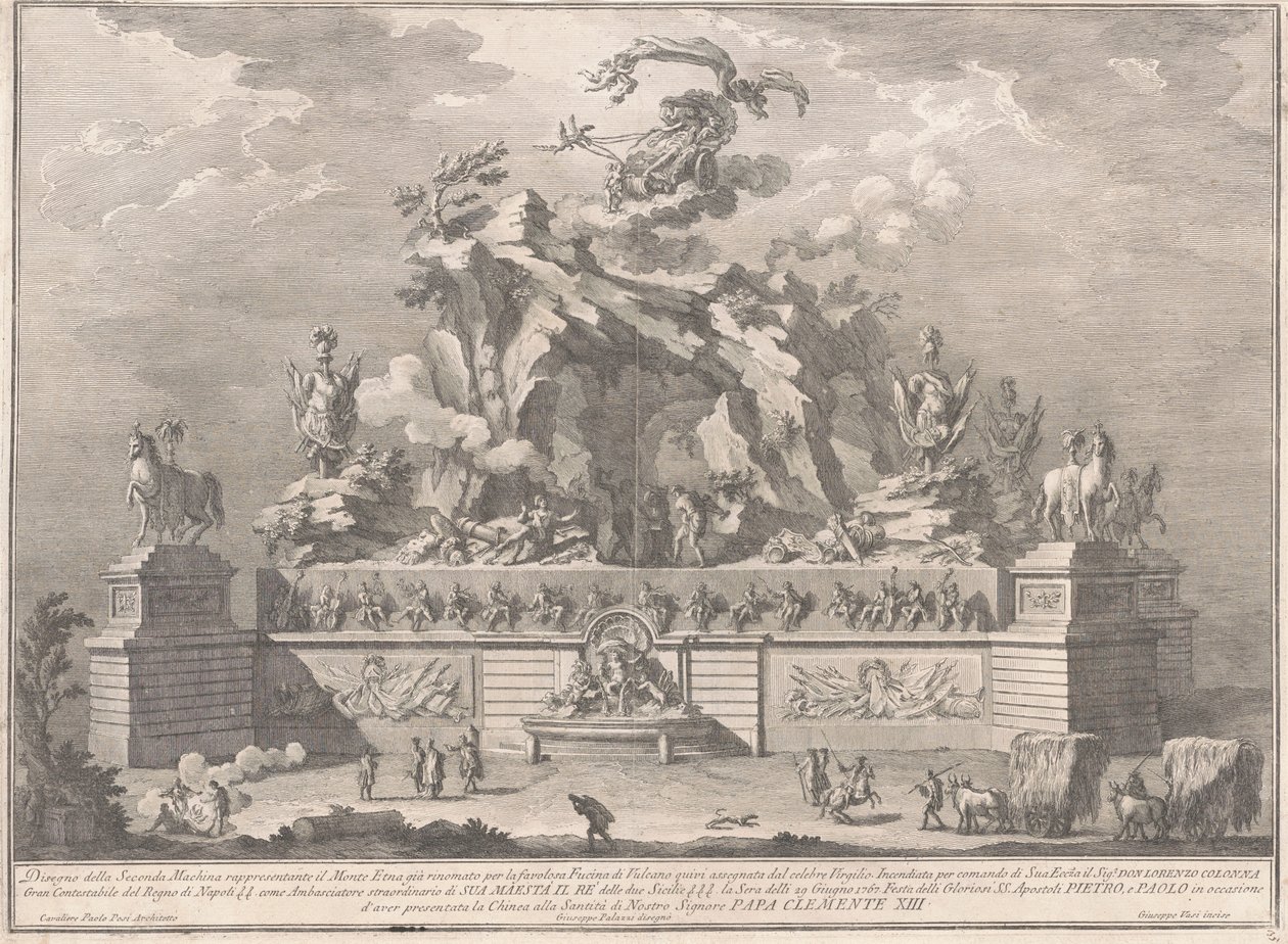 La Seconda Macchina per la Chinea del 1767: Monte Etna con la Fucina di Vulcano da Giuseppe Vasi, after Giuseppe Palazzi, after Paolo Posi