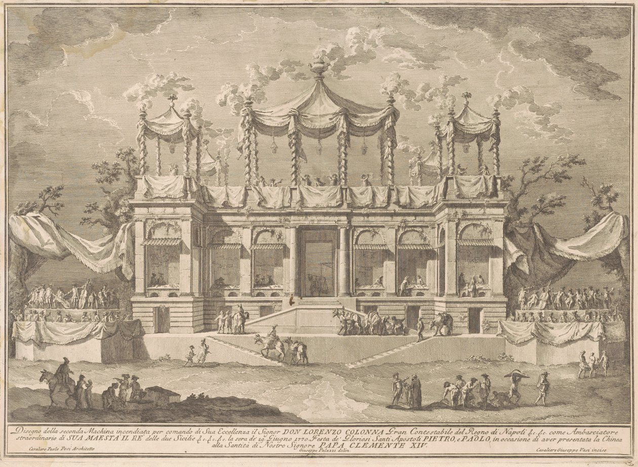 La Seconda Macchina per la Chinea del 1770: Il Portico del Mercato del Pesce da Giuseppe Vasi, after Giuseppe Palazzi, after Paolo Posi