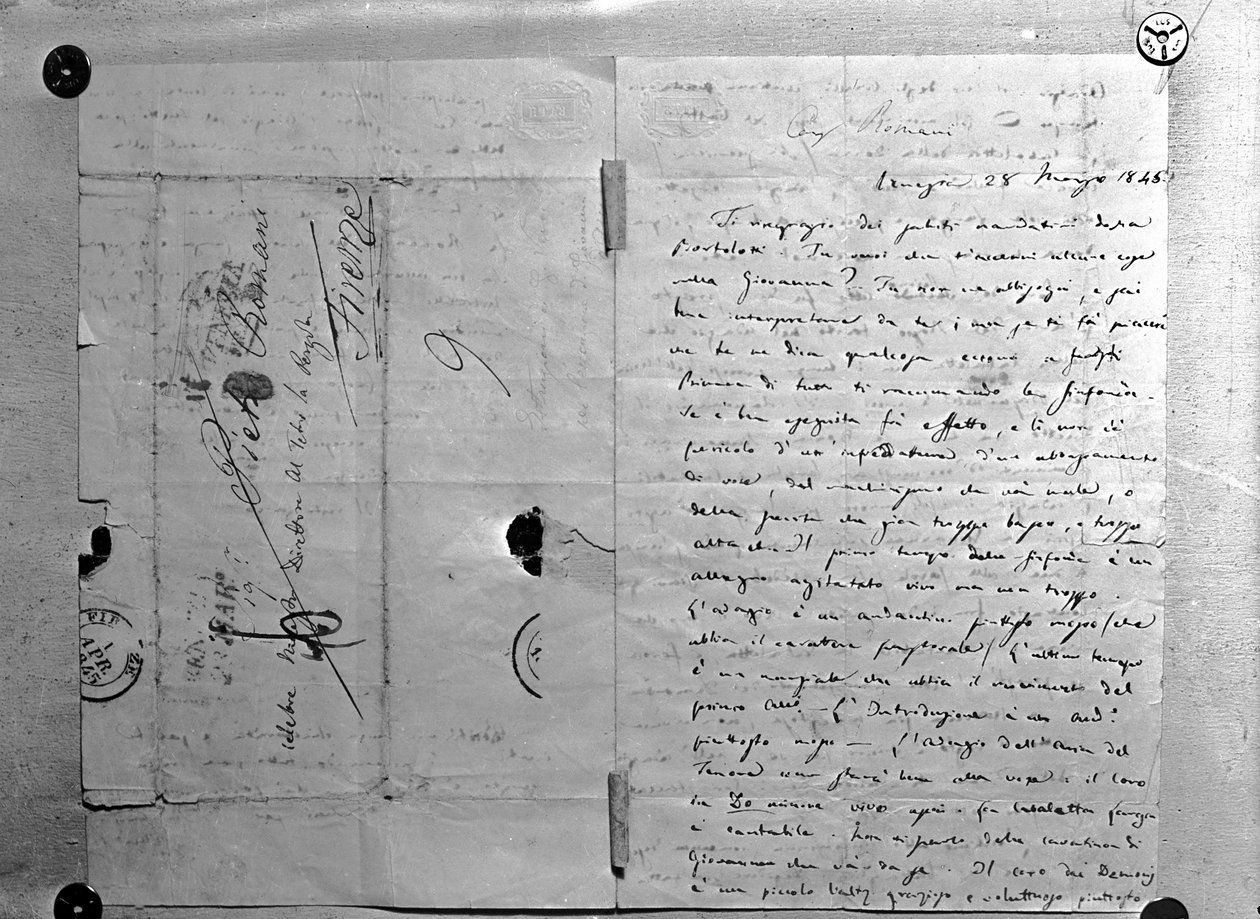 Corrispondenza scritta da Giuseppe Verdi da Giuseppe Verdi