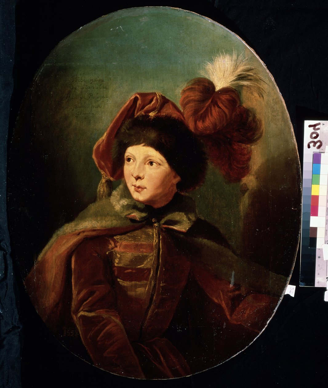 Ritratto del nano Bi Bi in uniforme da ussaro da Giuseppe or Josef Grassi