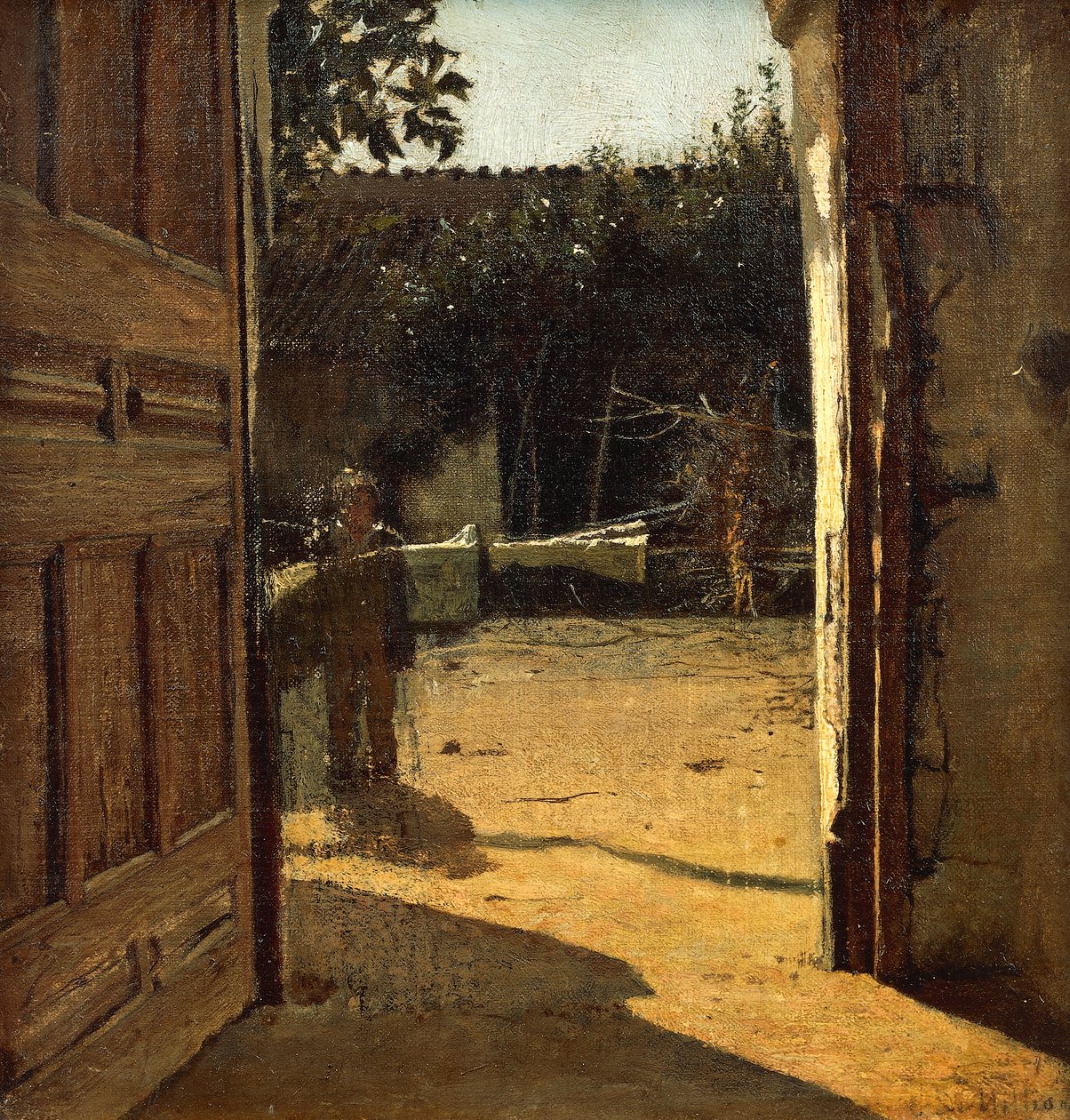 Cortile al sole, interno di casa di campagna da Giuseppe or Joseph de Nittis