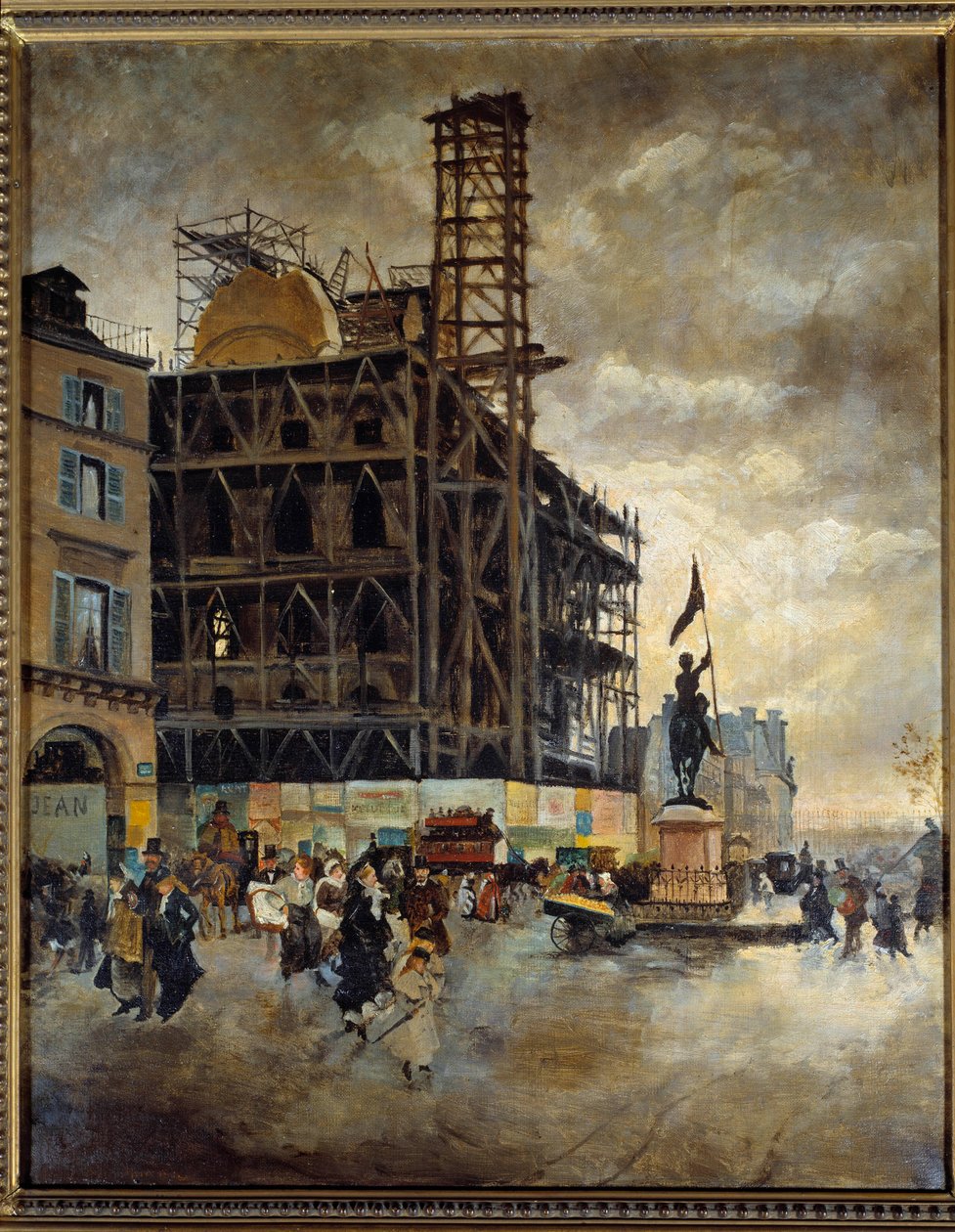 Place de Pyramides costruzione del padiglione Marsan (Parigi) nel 1880 da Giuseppe or Joseph de Nittis