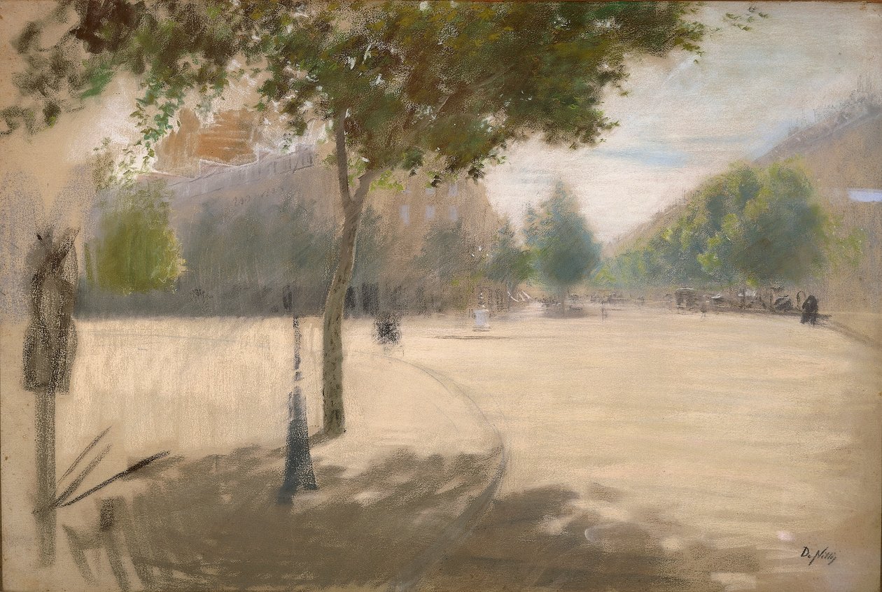 Piazza soleggiata da Giuseppe or Joseph de Nittis