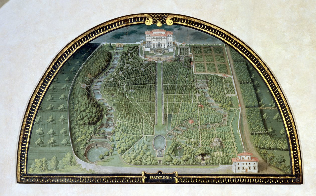 Villa Pratolino (Demidoff) da una serie di lunette che raffigurano vedute delle ville Medici, 1599 da Giusto Utens