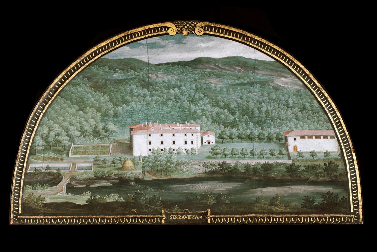 Veduta di Villa di Seravezza vicino a Massa Carrara da Giusto Utens