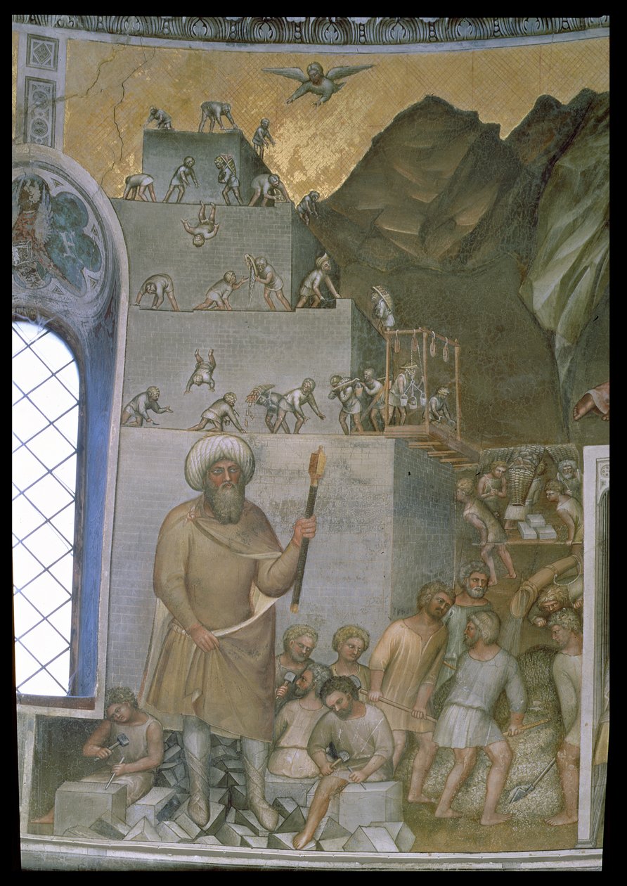 Costruzione della Torre di Babele, 1360-70 da Giusto di Giovanni de Menabuoi