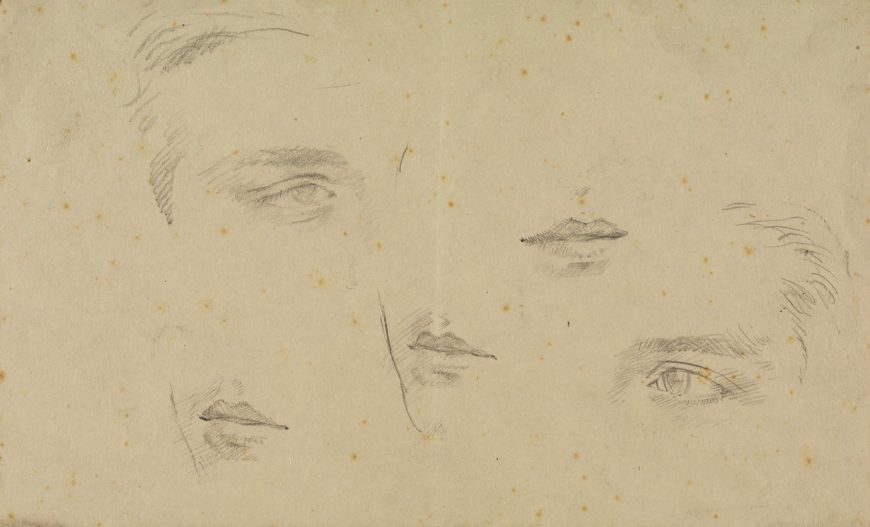 Studi di occhi e bocche, pagina da un taccuino da Glyn Warren Philpot