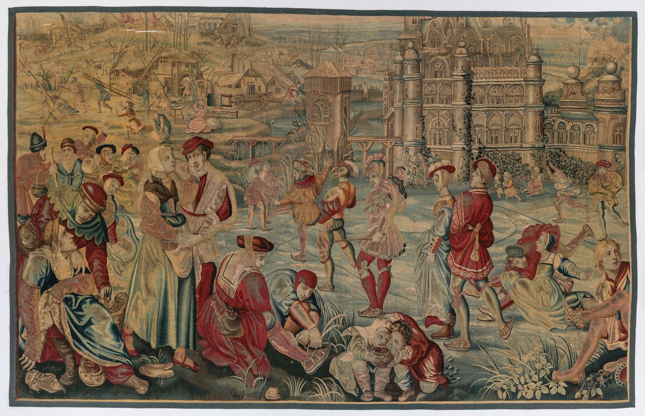 Inverno: Scena di Pattinaggio dal Set delle Quattro Stagioni, fine 1600 - inizio 1700 da Gobelins