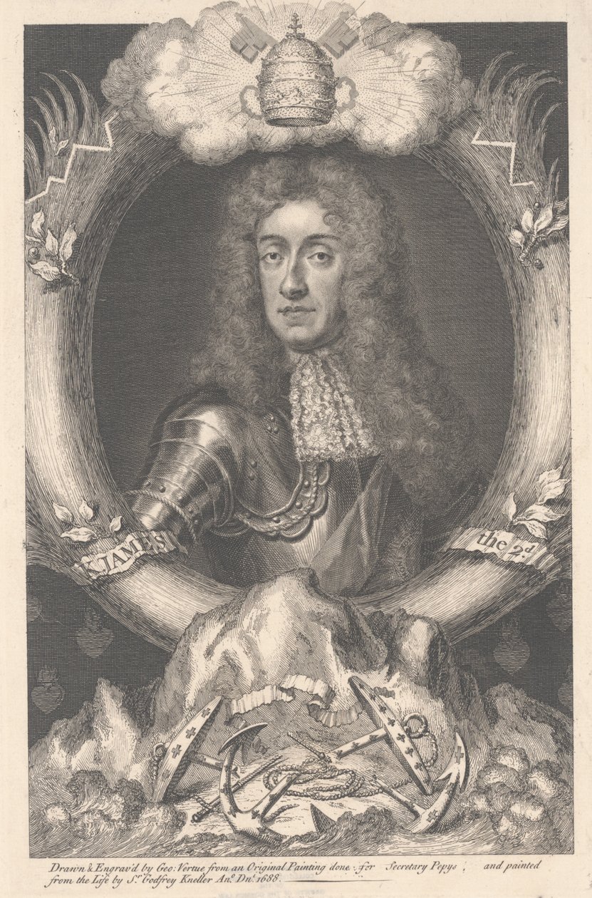 Giacomo II, inciso da George Vertue, 1688 da Godfrey Kneller