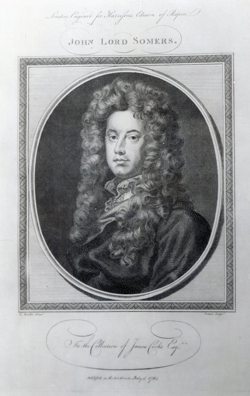 John, Lord Somers, inciso da John Golder da Godfrey Kneller
