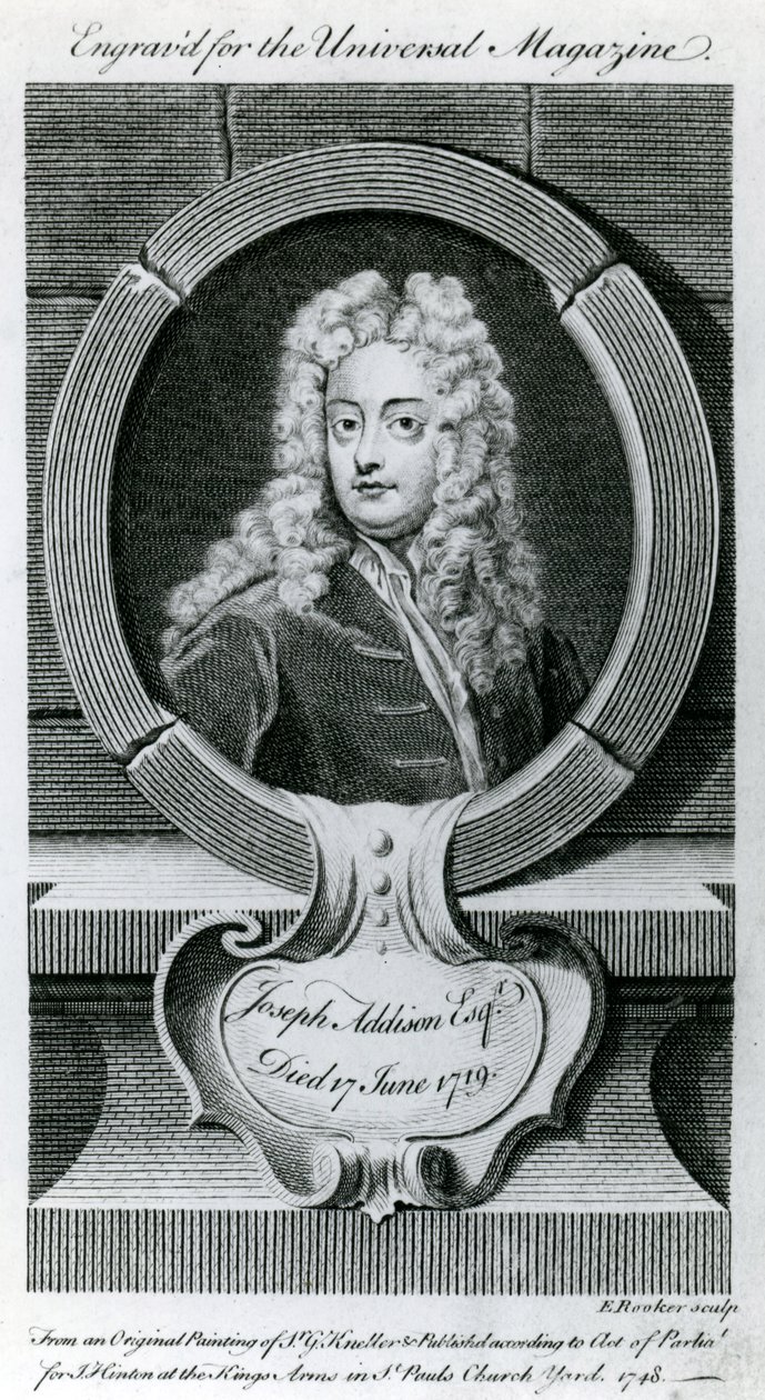 Joseph Addison, Esquire (1672-1719) Illustrazione per la Universal Magazine, 1748 da Godfrey Kneller