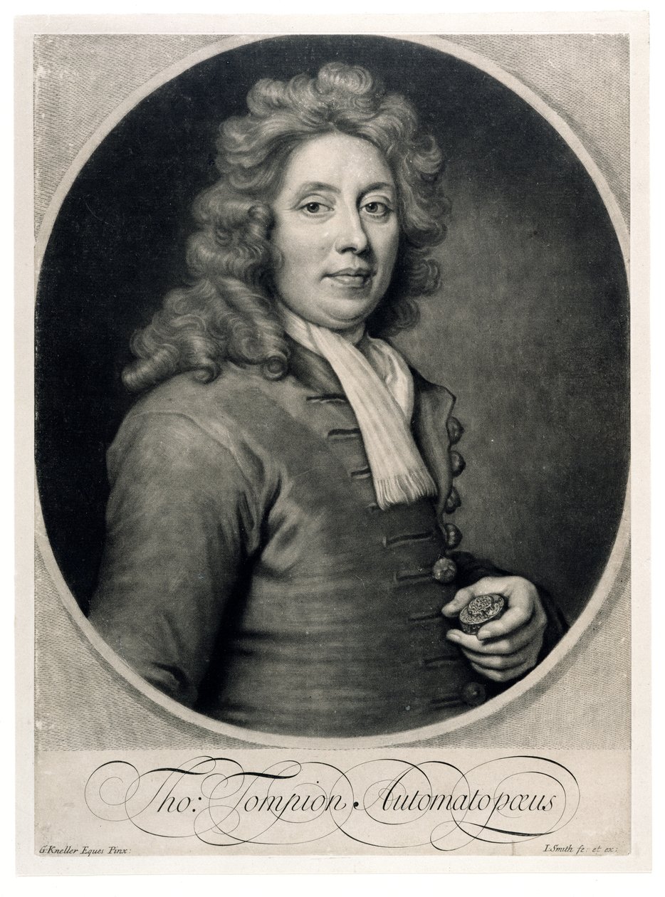 Ritratto di Thomas Tompion inciso da John Smith da Godfrey Kneller