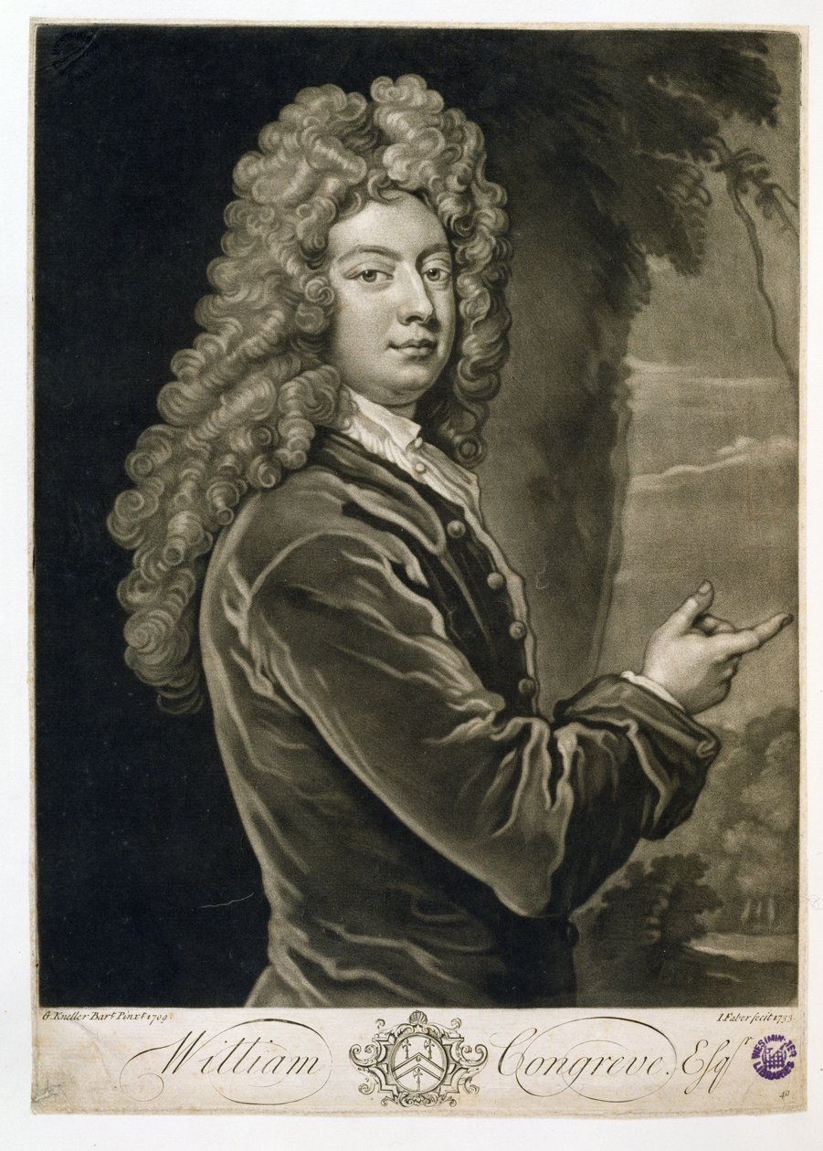 William Congreve (1670-1729), inciso da John Faber (1684-1756), 1733 da Godfrey Kneller