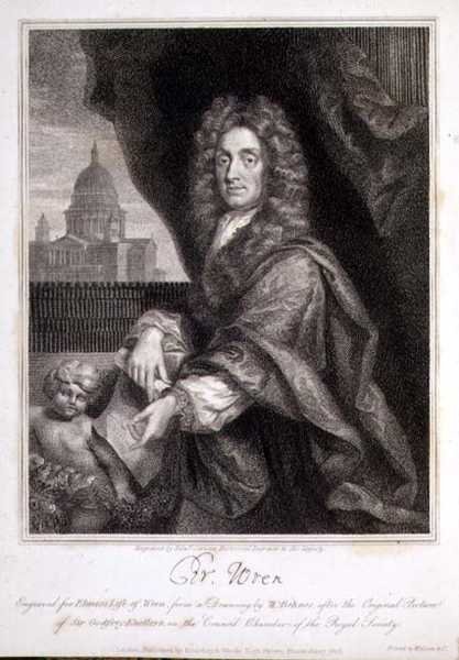 Ritratto di Christopher Wren inciso per 