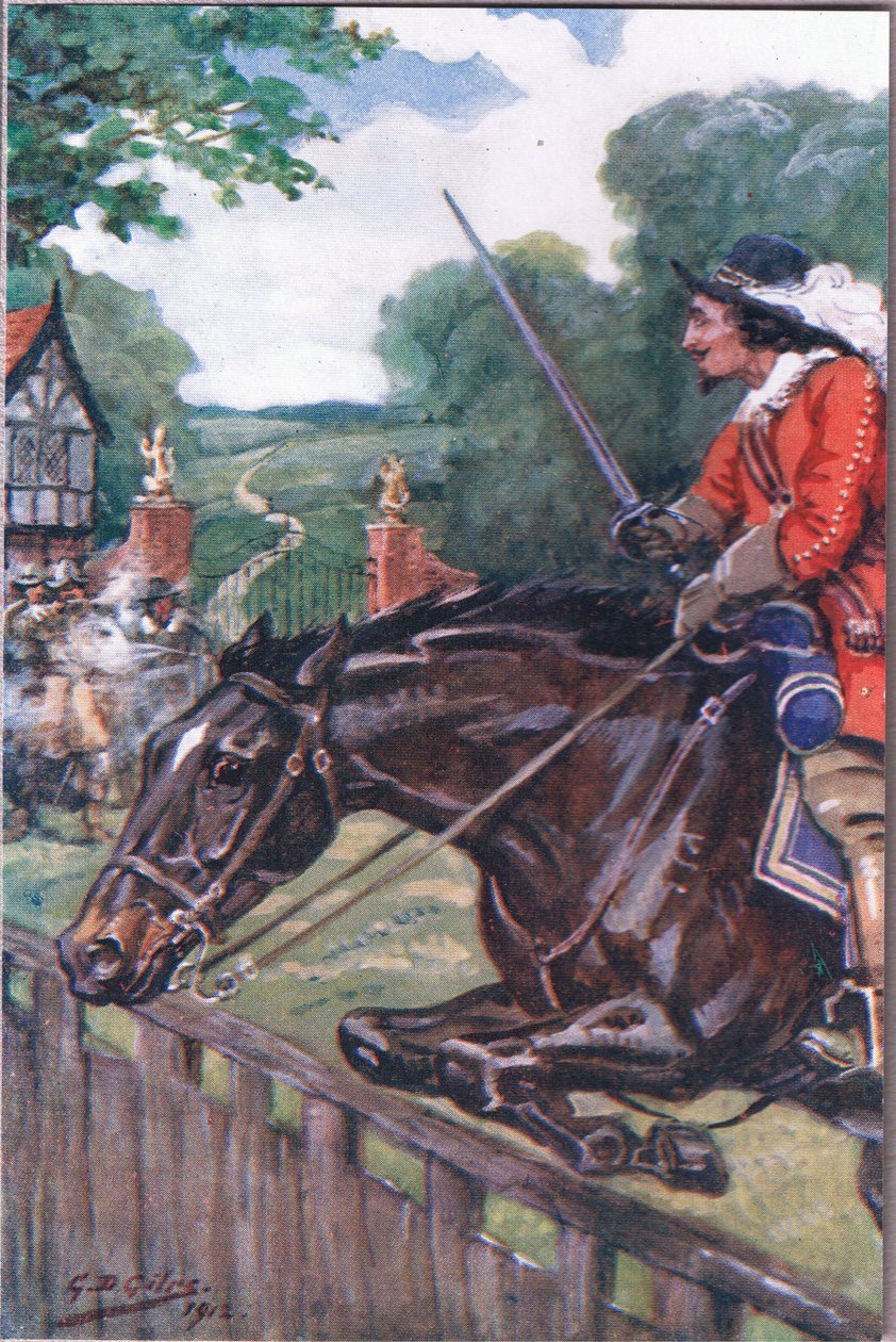 Il romanzo di Britonmarte: Ma ha superato di pochi centimetri il tavolo di quercia, da Poems of Adam Lindsay Gordon pubblicato da T. N. Foulis, 1912 da Godfrey Douglas Giles