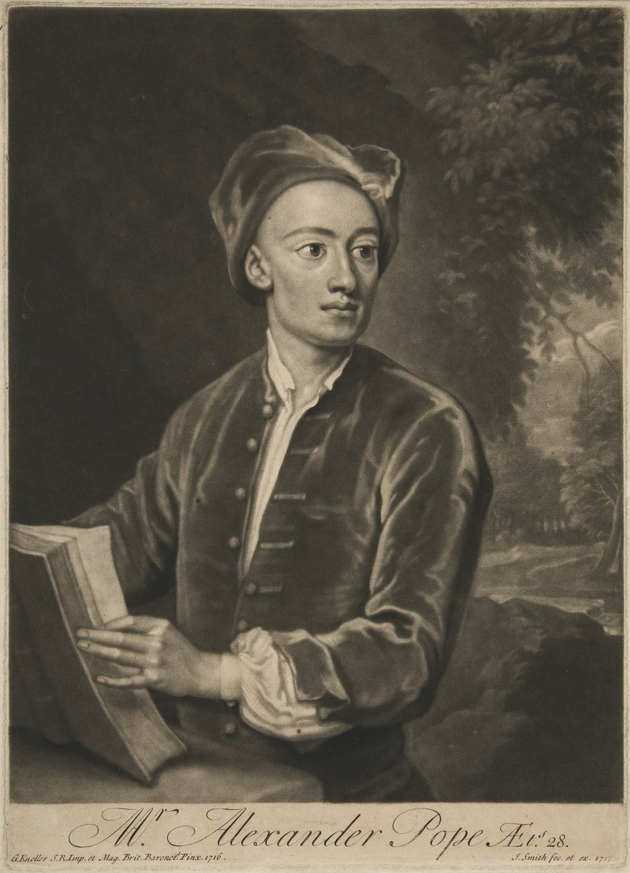 Alexander Pope, pub. 1716 da Godfrey Kneller