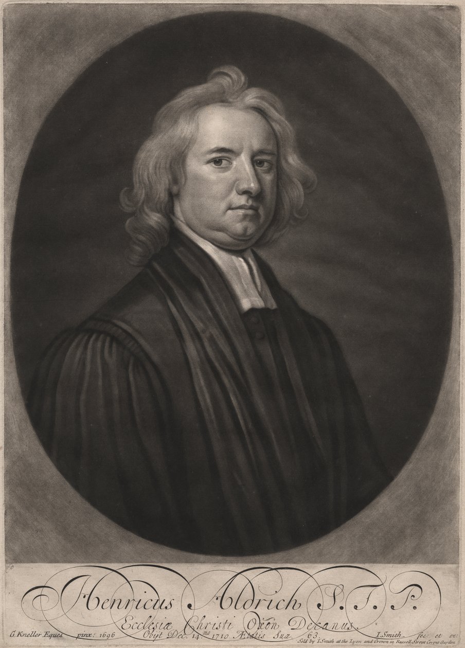 Henricus Aldrich, inciso da John Smith, 1696 da Godfrey Kneller