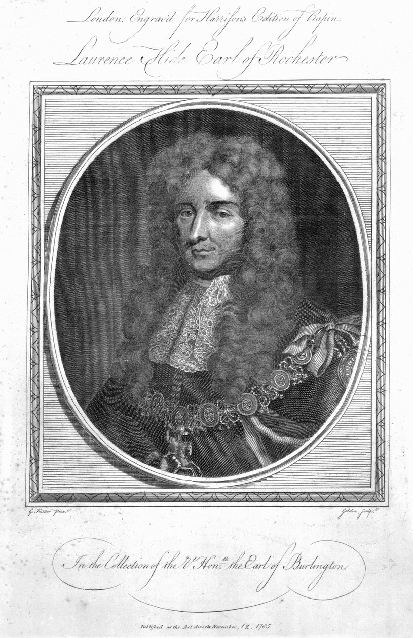 Laurence Hyde, 1° conte di Rochester, inciso da John Goldar, 1785 da Godfrey Kneller