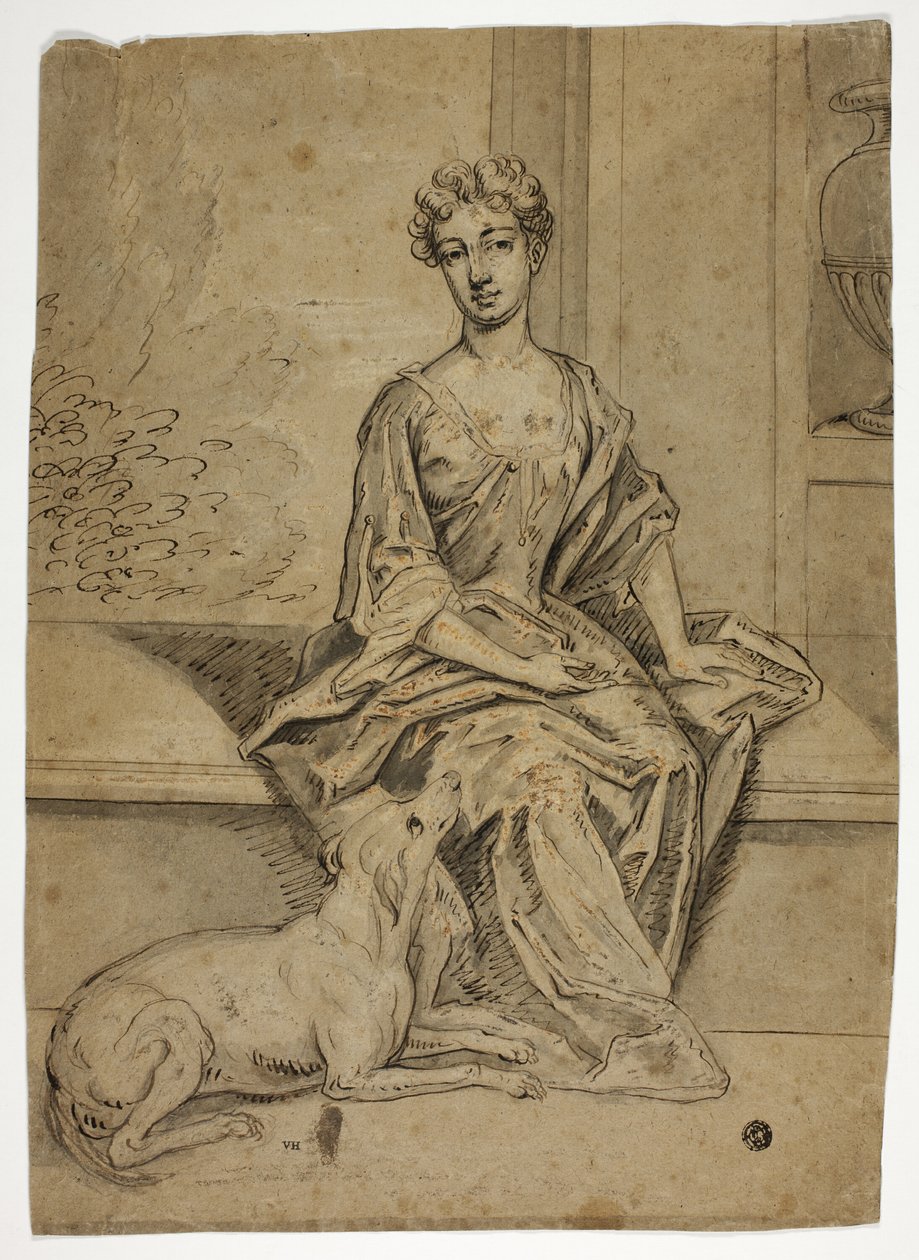 Ritratto di dama di corte con mastino da Godfrey Kneller