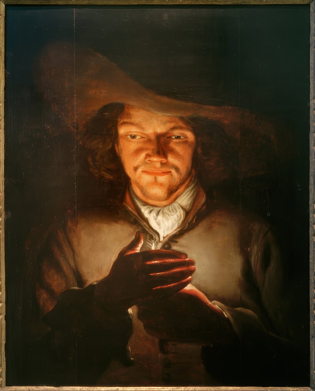 Un uomo con una candela da Godfried Schalcken