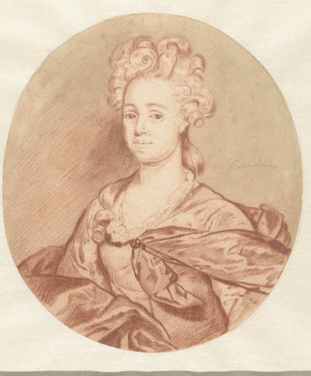 Ritratto di donna sconosciuta, in ovale da Godfried Schalcken
