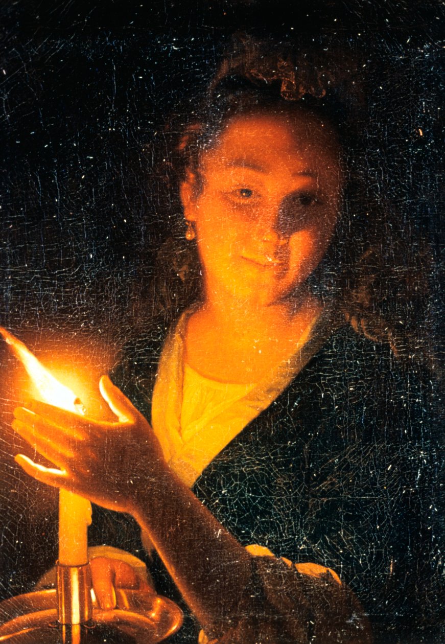 Donna con candela, fine 1660 da Godfried Schalcken