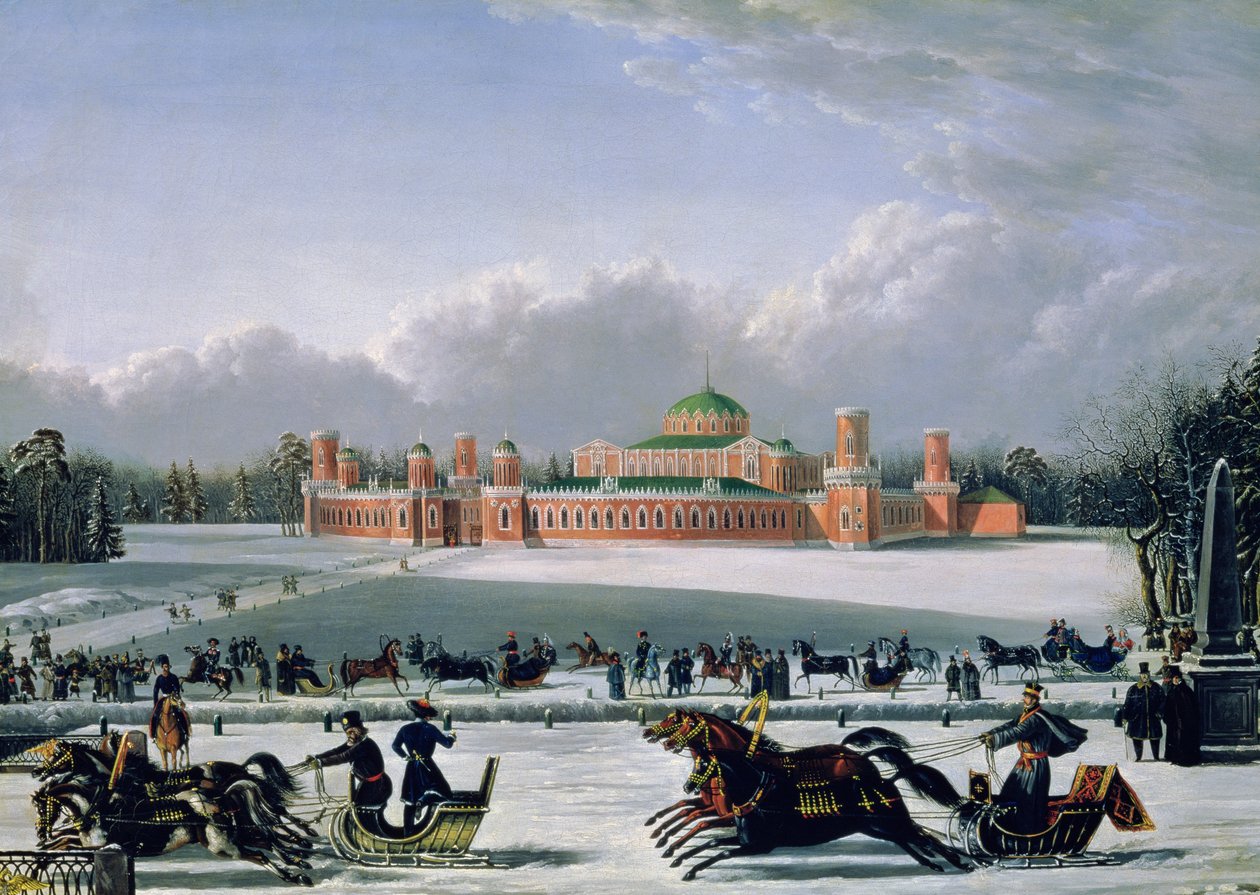 Corsa in slitta al Parco Petrovsky a Mosca, 1848 da Golitsyn