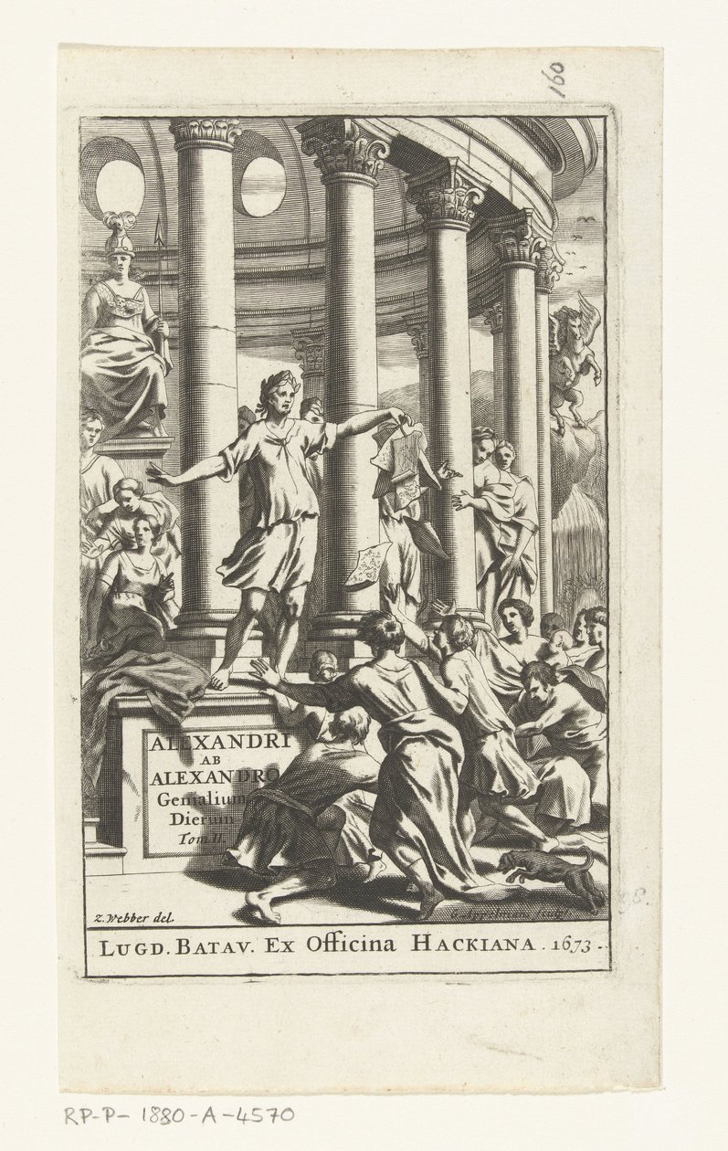 Pagina del titolo per Alexander ab Alexandro, Genialium dierum, parte 2, 1673 da Gonsales Appelmans (attributed to)