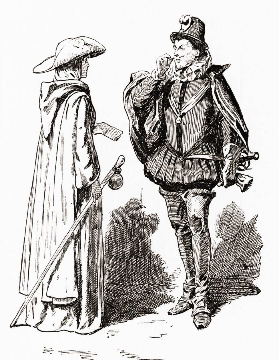 Una scena dal Tutto è bene quel che finisce bene di William Shakespeare, Atto V, Scena 1, Elena: Che vi piaccia consegnare questa povera petizione al re, da Le Opere di William Shakespeare, pubblicato nel 1896 da Gordon Frederick Browne