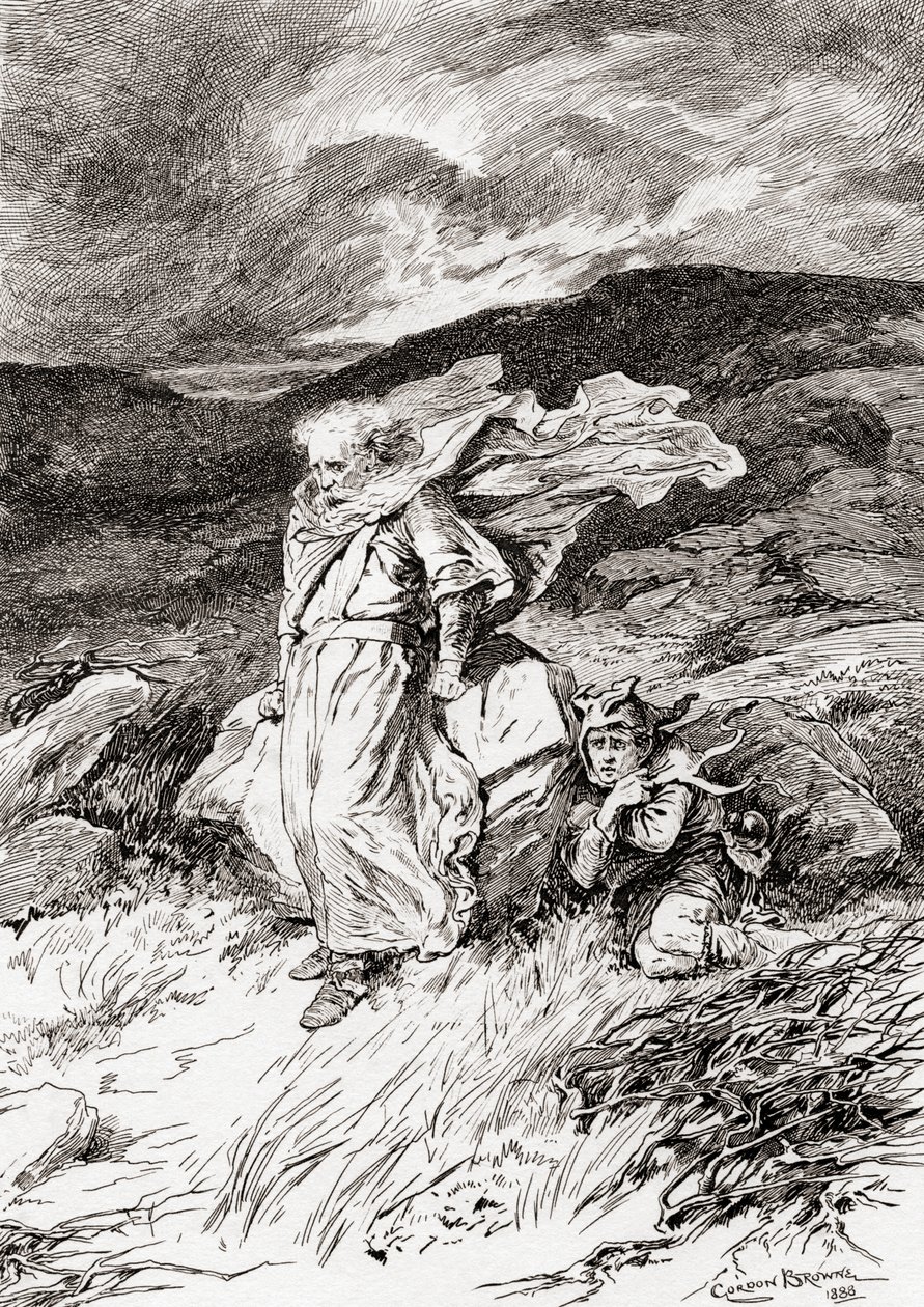 Una scena dal dramma di William Shakespeare Re Lear, Atto III, Scena 2 da Gordon Frederick Browne