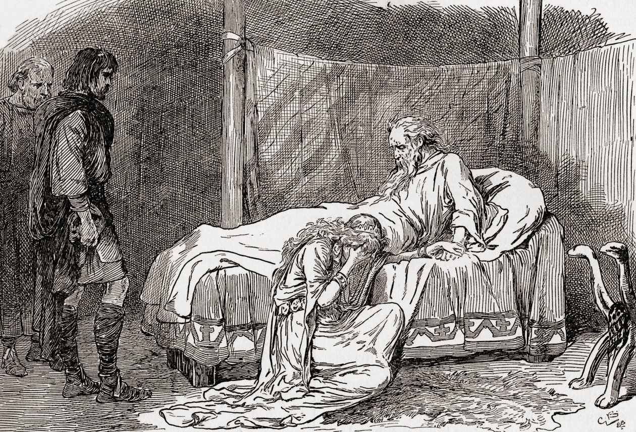 Una scena dal dramma di William Shakespeare Re Lear, Atto IV, Scena 7 da Gordon Frederick Browne