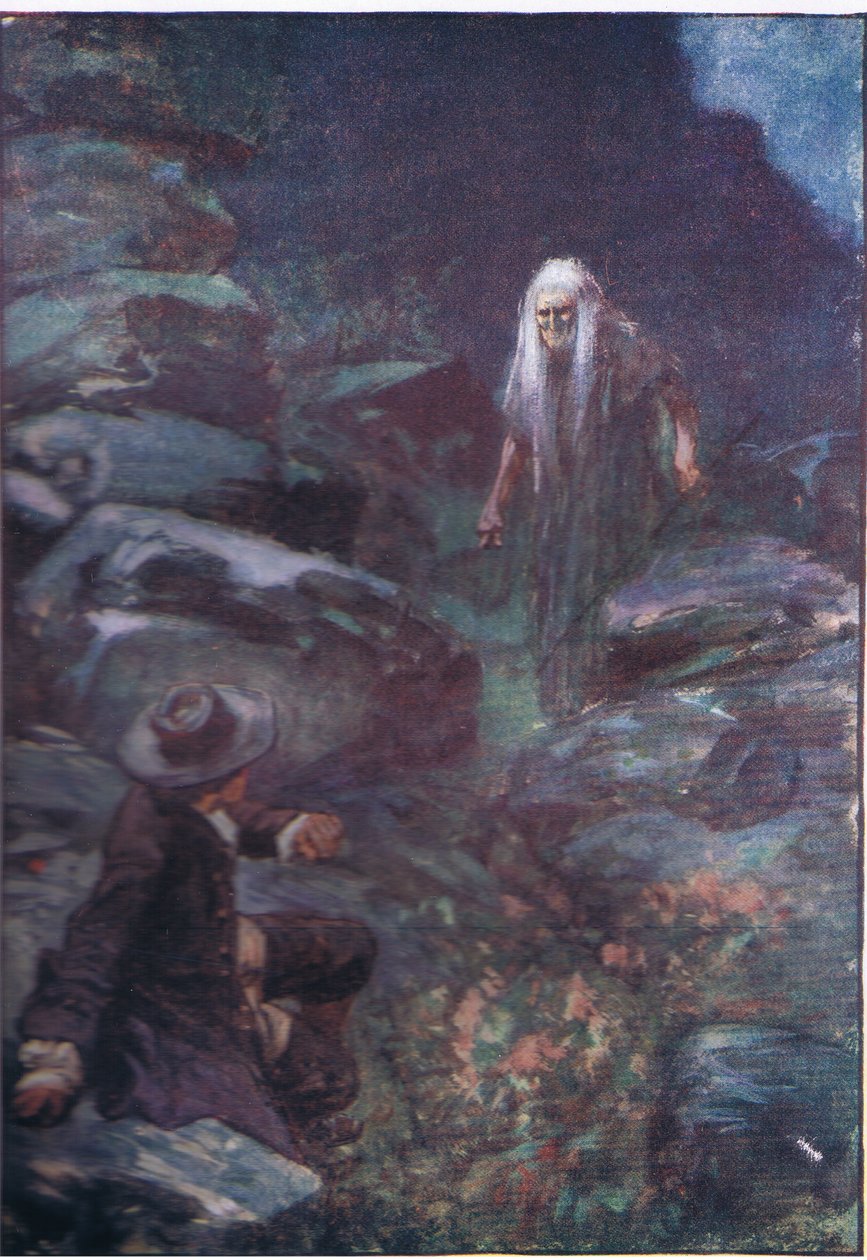 Tutto questo mentre la donna spaventata si avvicinava, da Lorna Doone pub. da W & R Chambers Ltd, 1921 da Gordon Frederick Browne