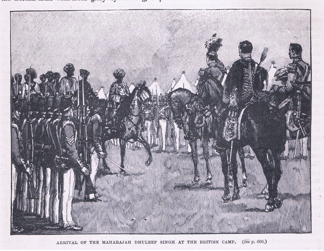 Arrivo dei britannici al campo di Makharajah Dhuleep Singh da Gordon Frederick Browne