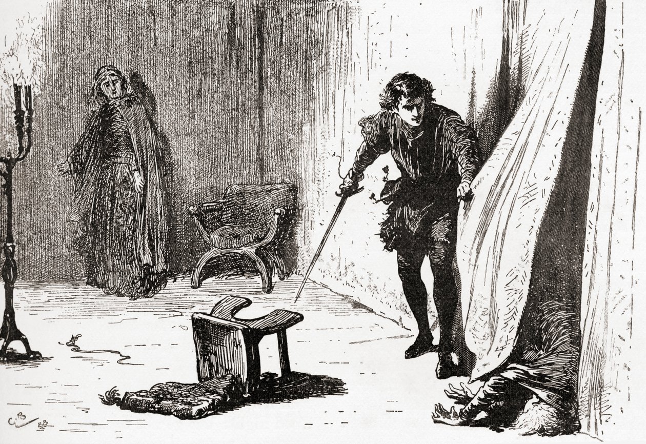 Una scena dal dramma di William Shakespeare Amleto, Atto III, Scena 4 da Gordon Frederick Browne